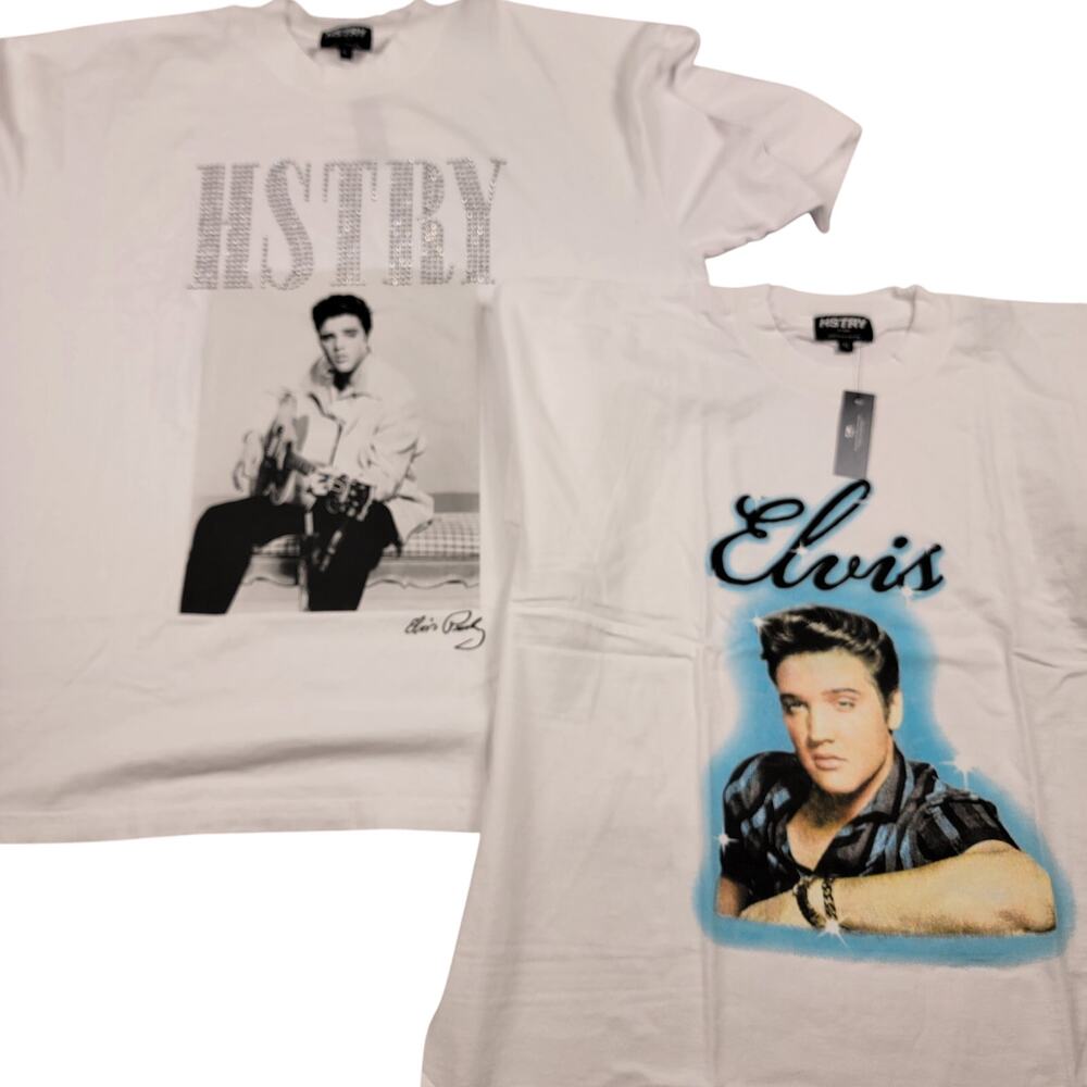 HSTRY by NAS Elvis Presley 2-Pack XL Rhinestone & Graphic Tees NWT (745)